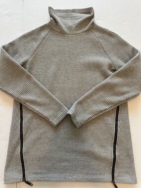 L.L. Bean Signature Women’s XS Grey Waffle Side-Zip Mock Neck Sweater